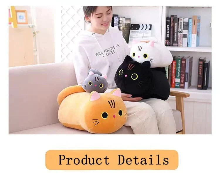 25CM Schöne Cartoon Katze Puppen Gefüllte Weiche Tier Kätzchen Plüsch Kissen Spielzeug Kawaii Weiß Schwarz Katze Geschenk für Jungen Mädchen