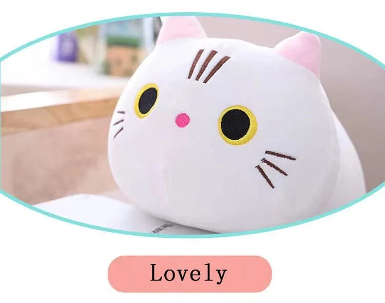25CM Schöne Cartoon Katze Puppen Gefüllte Weiche Tier Kätzchen Plüsch Kissen Spielzeug Kawaii Weiß Schwarz Katze Geschenk für Jungen Mädchen