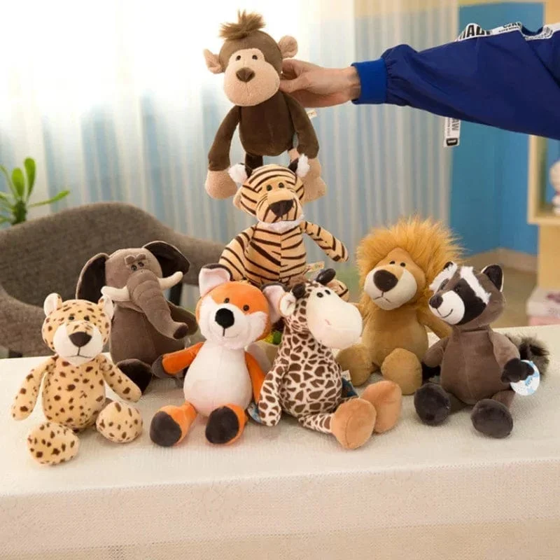 25 cm Ausgestopfter lebensechter Löwe, Tiger, Elefant, Affe, Leopard, Giraffe, Waschbär, Puppe, Simulation, Waldtiere, Plüschtiere für Kinder, Geschenk