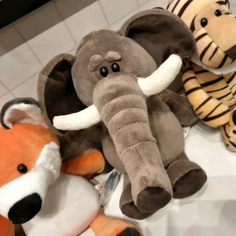25 cm Ausgestopfter lebensechter Löwe, Tiger, Elefant, Affe, Leopard, Giraffe, Waschbär, Puppe, Simulation, Waldtiere, Plüschtiere für Kinder, Geschenk