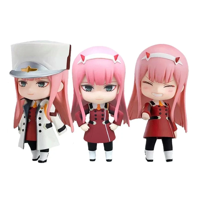 10 cm Amine-Figur Liebling in der FRANXX Q-Version Uniform Kampfuniform Puppen Spielzeug Geschenk Sammeln Boxed Ornamente PVC-Material