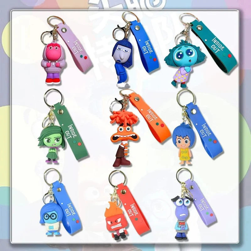 3D Anime Figuren Puppe Brain Agent Team INSIDE OUT Cartoon Schlüsselanhänger Auto Schlüsselanhänger Ring Anhänger Animation Action Figur Kleines Geschenk