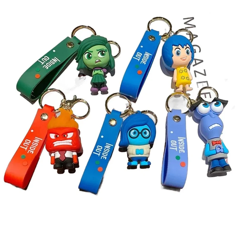 3D Anime Figuren Puppe Brain Agent Team INSIDE OUT Cartoon Schlüsselanhänger Auto Schlüsselanhänger Ring Anhänger Animation Action Figur Kleines Geschenk