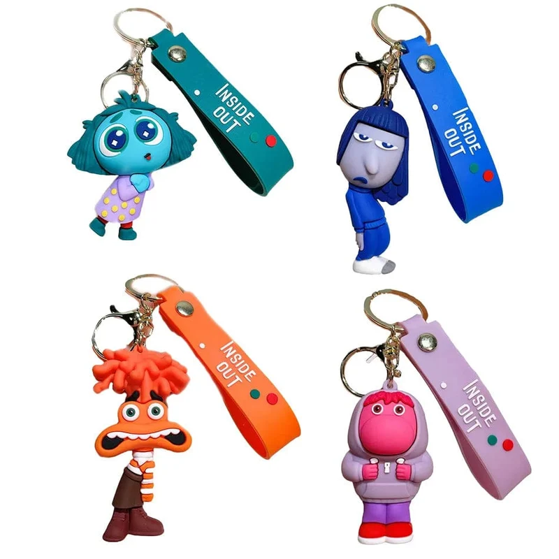 3D Anime Figuren Puppe Brain Agent Team INSIDE OUT Cartoon Schlüsselanhänger Auto Schlüsselanhänger Ring Anhänger Animation Action Figur Kleines Geschenk