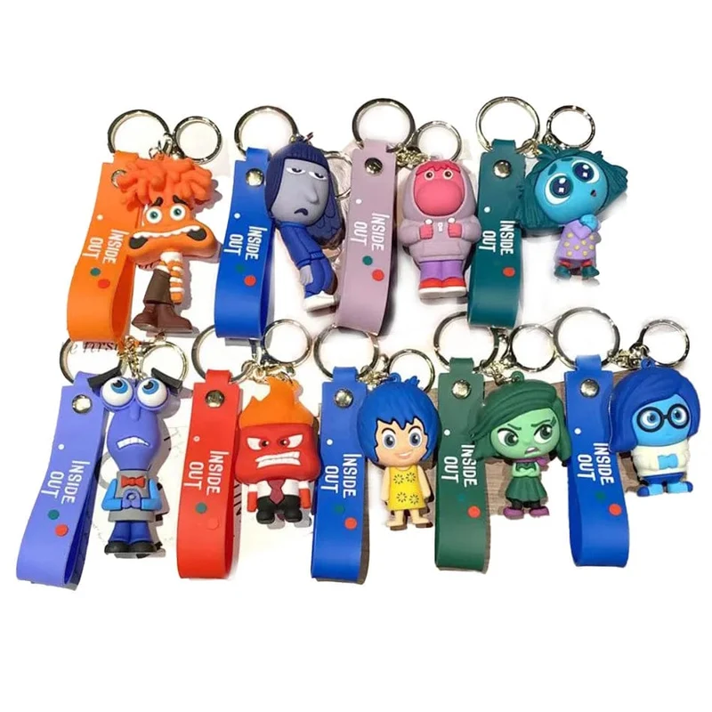 3D Anime Figuren Puppe Brain Agent Team INSIDE OUT Cartoon Schlüsselanhänger Auto Schlüsselanhänger Ring Anhänger Animation Action Figur Kleines Geschenk