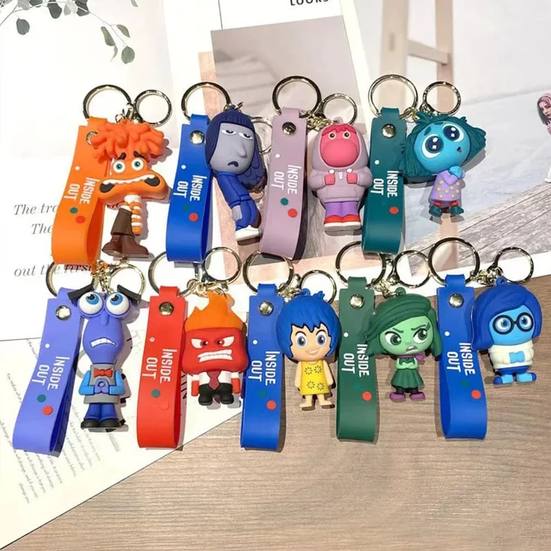 3D Anime Figuren Puppe Brain Agent Team INSIDE OUT Cartoon Schlüsselanhänger Auto Schlüsselanhänger Ring Anhänger Animation Action Figur Kleines Geschenk