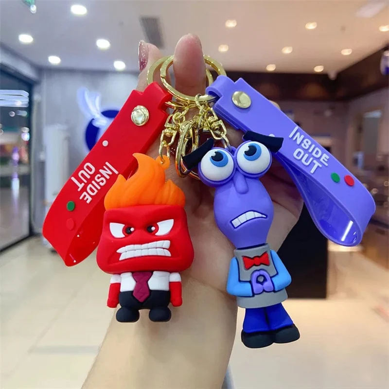 3D Anime Figuren Puppe Brain Agent Team INSIDE OUT Cartoon Schlüsselanhänger Auto Schlüsselanhänger Ring Anhänger Animation Action Figur Kleines Geschenk