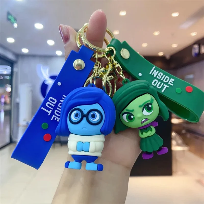3D Anime Figuren Puppe Brain Agent Team INSIDE OUT Cartoon Schlüsselanhänger Auto Schlüsselanhänger Ring Anhänger Animation Action Figur Kleines Geschenk