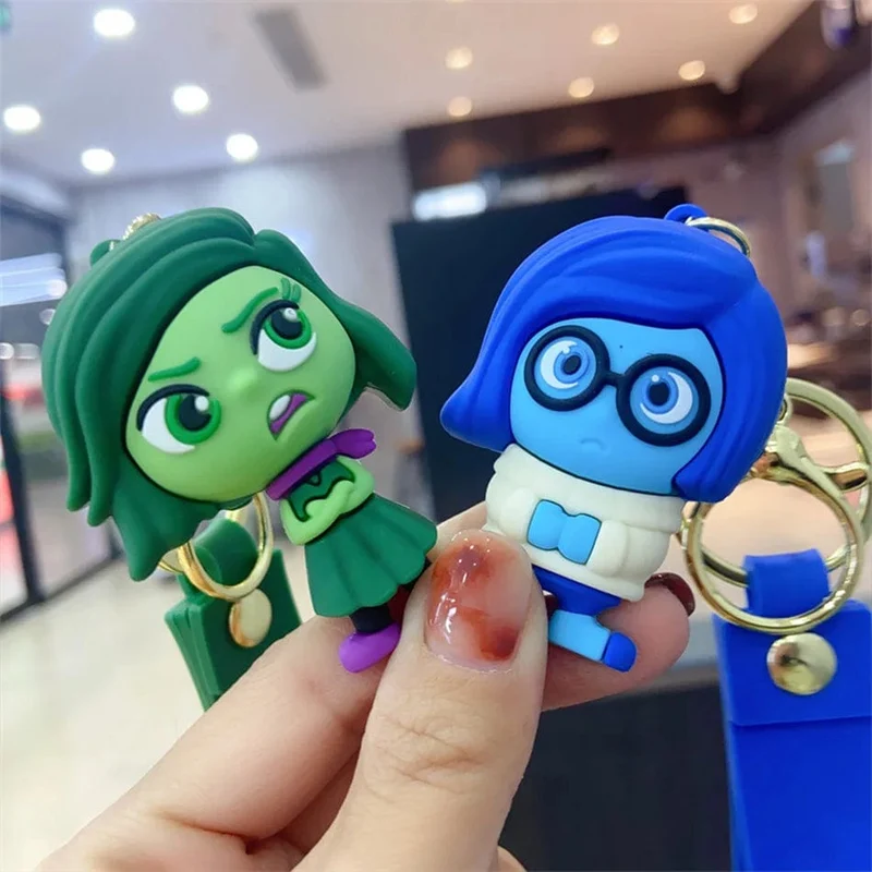3D Anime Figuren Puppe Brain Agent Team INSIDE OUT Cartoon Schlüsselanhänger Auto Schlüsselanhänger Ring Anhänger Animation Action Figur Kleines Geschenk