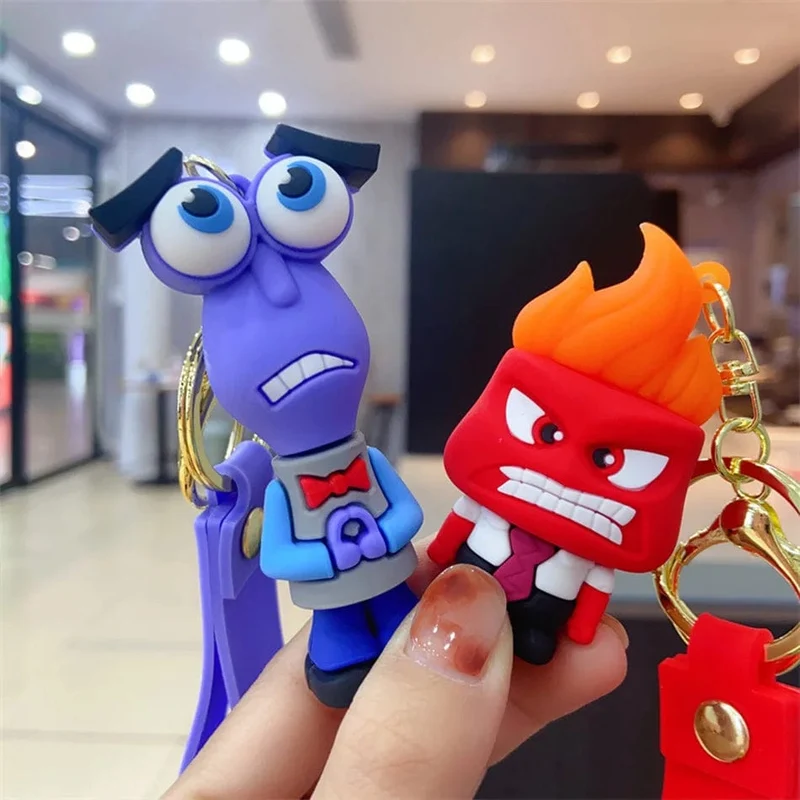 3D Anime Figuren Puppe Brain Agent Team INSIDE OUT Cartoon Schlüsselanhänger Auto Schlüsselanhänger Ring Anhänger Animation Action Figur Kleines Geschenk