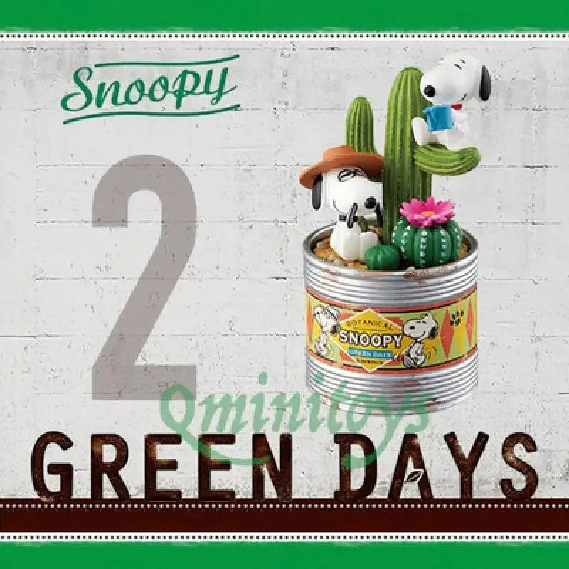Snoopy Green Days Anime-Figurenmodelle, grüne Topfpflanze, Tischdekoration, Anime-Peripheriegeräte, Spielzeug, Kawaii-Puppen, Geschenke für Kinder