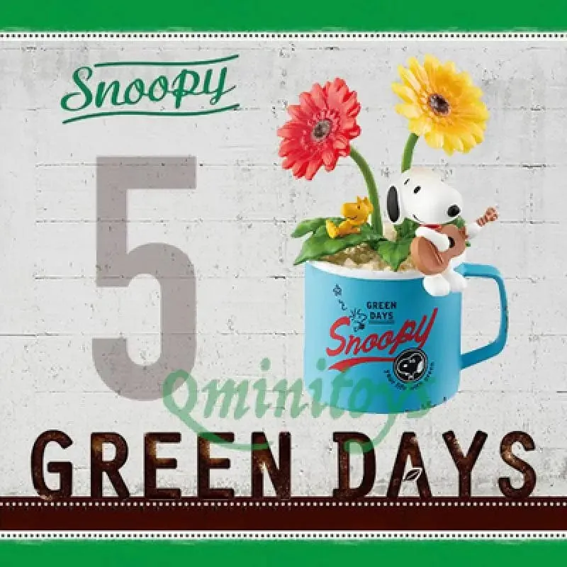 Snoopy Green Days Anime-Figurenmodelle, grüne Topfpflanze, Tischdekoration, Anime-Peripheriegeräte, Spielzeug, Kawaii-Puppen, Geschenke für Kinder