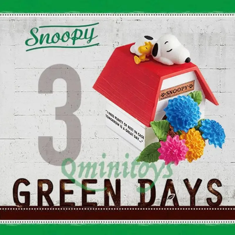 Snoopy Green Days Anime-Figurenmodelle, grüne Topfpflanze, Tischdekoration, Anime-Peripheriegeräte, Spielzeug, Kawaii-Puppen, Geschenke für Kinder