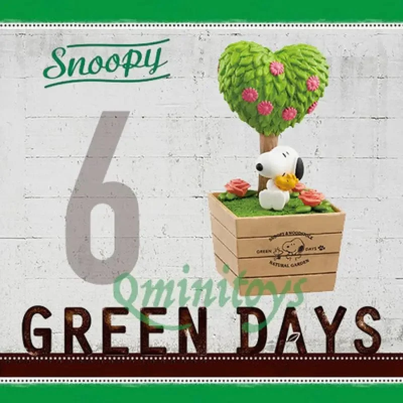 Snoopy Green Days Anime-Figurenmodelle, grüne Topfpflanze, Tischdekoration, Anime-Peripheriegeräte, Spielzeug, Kawaii-Puppen, Geschenke für Kinder