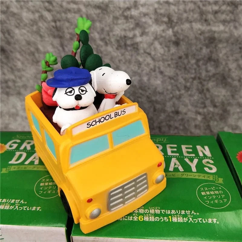 Snoopy Green Days Anime-Figurenmodelle, grüne Topfpflanze, Tischdekoration, Anime-Peripheriegeräte, Spielzeug, Kawaii-Puppen, Geschenke für Kinder