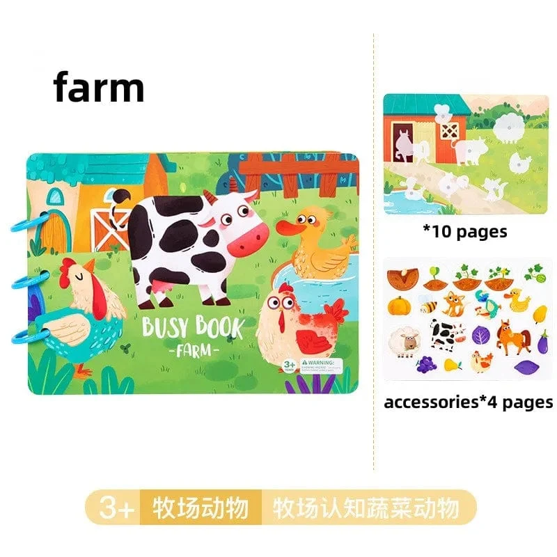 Aufkleber Montessori Ruhiges Buch Puzzles Lernspielzeug für Kinder Kinder Beschäftigt Buch Spielzeug Kognition Montessori Bildungsbücher