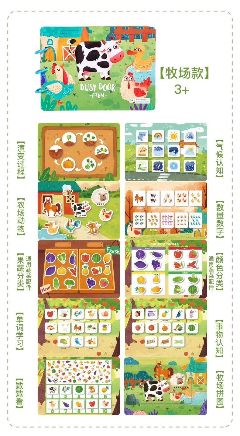 Aufkleber Montessori Ruhiges Buch Puzzles Lernspielzeug für Kinder Kinder Beschäftigt Buch Spielzeug Kognition Montessori Bildungsbücher