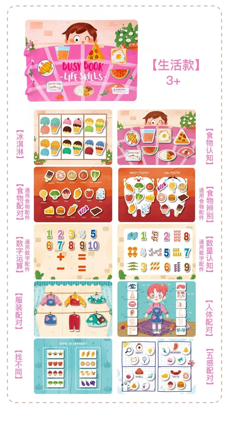 Aufkleber Montessori Ruhiges Buch Puzzles Lernspielzeug für Kinder Kinder Beschäftigt Buch Spielzeug Kognition Montessori Bildungsbücher