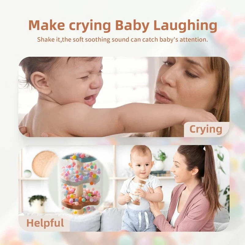 Montessori Baby-Regenstab, Regenbogen-Sanduhr, Regen, Musik, Rassel, Baby-Lernspielzeug, buntes Montessori-Sensorik-Spielzeug für Kinder