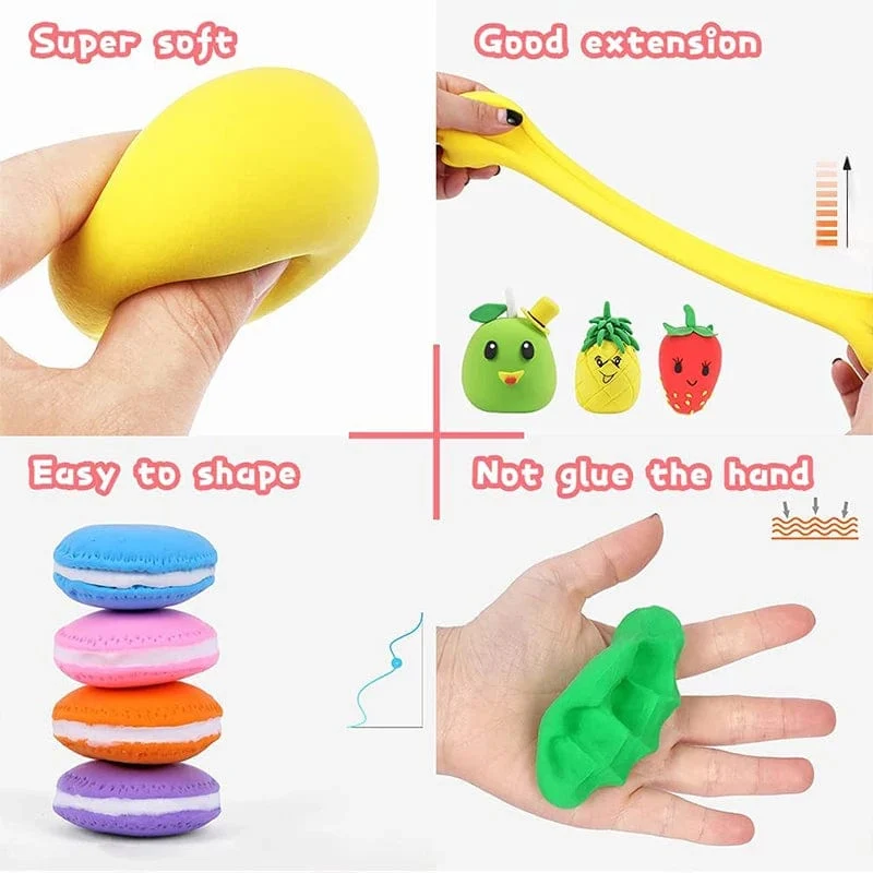 Superleichter Ton in 36 Farben, lufttrocknender Polymer-Modellierton mit 3 Werkzeugen, weicher, kreativer, pädagogischer Schleim, DIY-Spielzeug für Kinder, Geschenke
