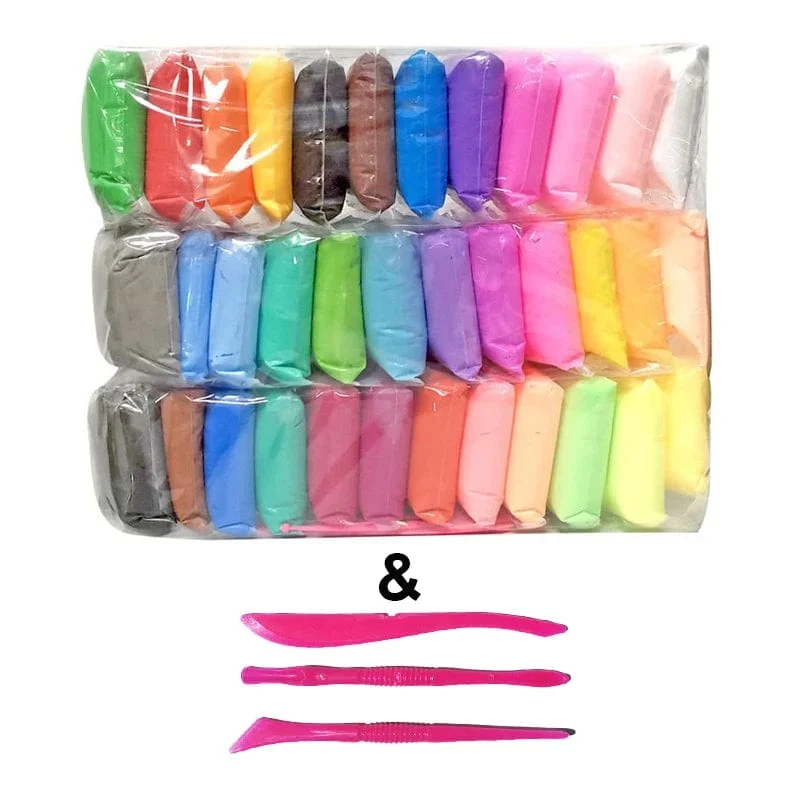 Superleichter Ton in 36 Farben, lufttrocknender Polymer-Modellierton mit 3 Werkzeugen, weicher, kreativer, pädagogischer Schleim, DIY-Spielzeug für Kinder, Geschenke