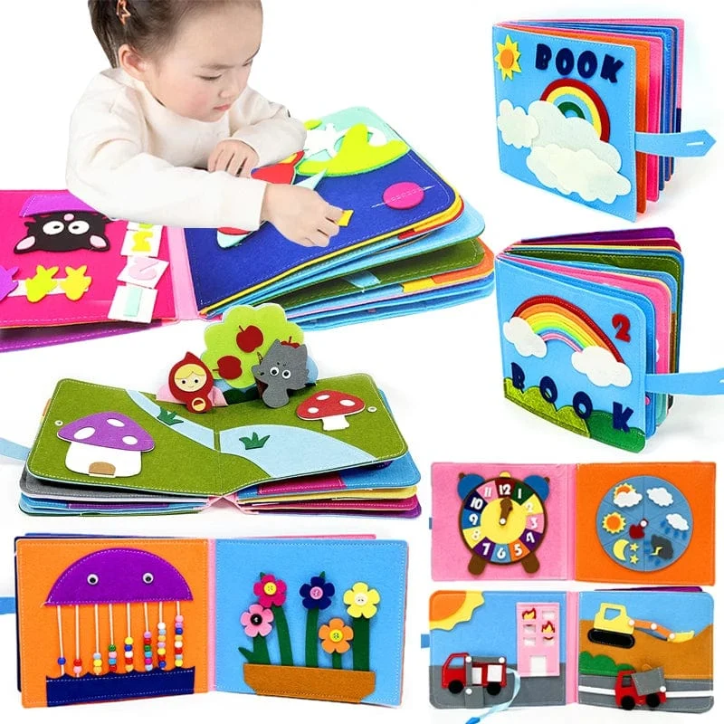 Montessori Baby Busy Board 3D-Geschichtenbuch für Kleinkinder, sensorisches Spielzeug für Babys, Lerngewohnheiten, Spielzeugbücher für Kinder von 0–3 Jahren