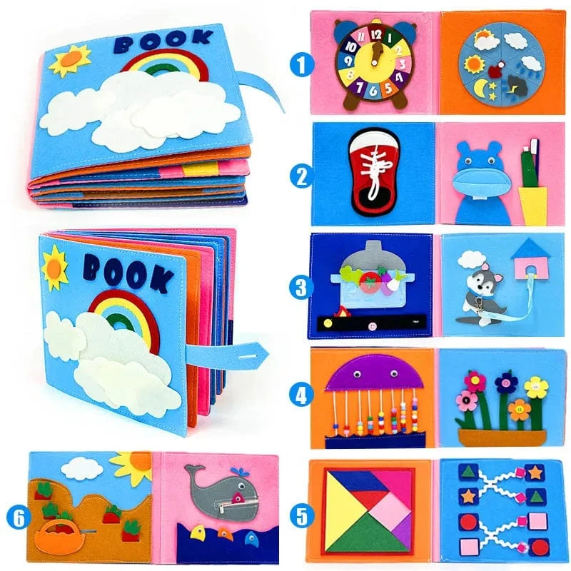 Montessori Baby Busy Board 3D-Geschichtenbuch für Kleinkinder, sensorisches Spielzeug für Babys, Lerngewohnheiten, Spielzeugbücher für Kinder von 0–3 Jahren