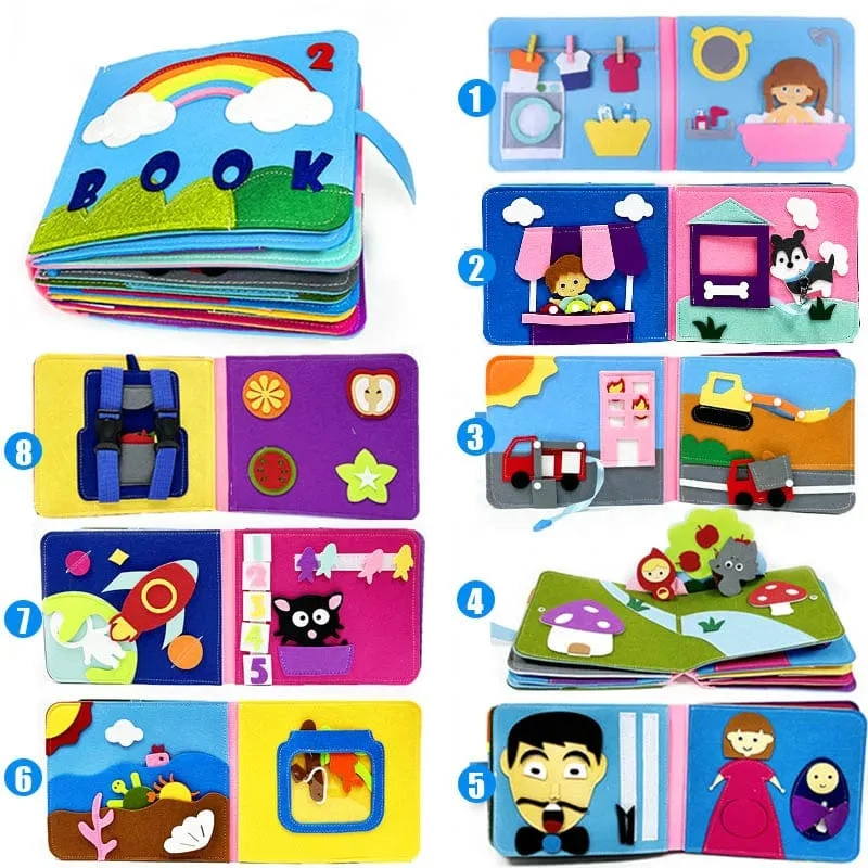 Montessori Baby Busy Board 3D-Geschichtenbuch für Kleinkinder, sensorisches Spielzeug für Babys, Lerngewohnheiten, Spielzeugbücher für Kinder von 0–3 Jahren