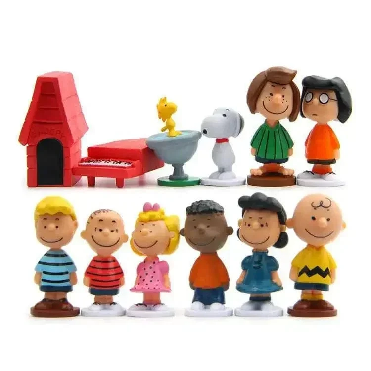 12 STÜCKE Japan Cartoon Erdnüsse Snoopy Charlie Sally Woodstock Mini Figur Modell Spielzeug Miniatur Kuchen Menschen Sammlung Requisiten