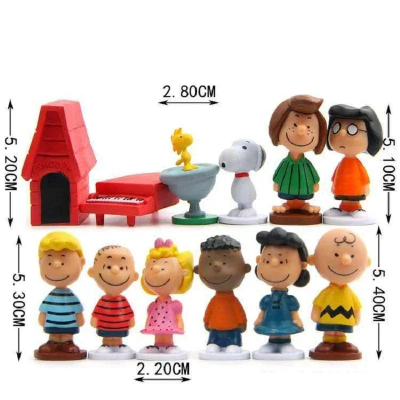 12 STÜCKE Japan Cartoon Erdnüsse Snoopy Charlie Sally Woodstock Mini Figur Modell Spielzeug Miniatur Kuchen Menschen Sammlung Requisiten