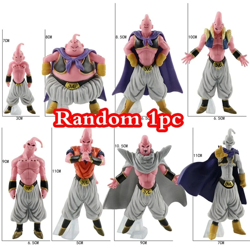 Zufällig 1 Stück Dragon Ball Z Anime Figur Majin Buu Fat Buu Actionfiguren Puppensammlung PVC Modell Spielzeug für Kinder Erwachsene Geschenke
