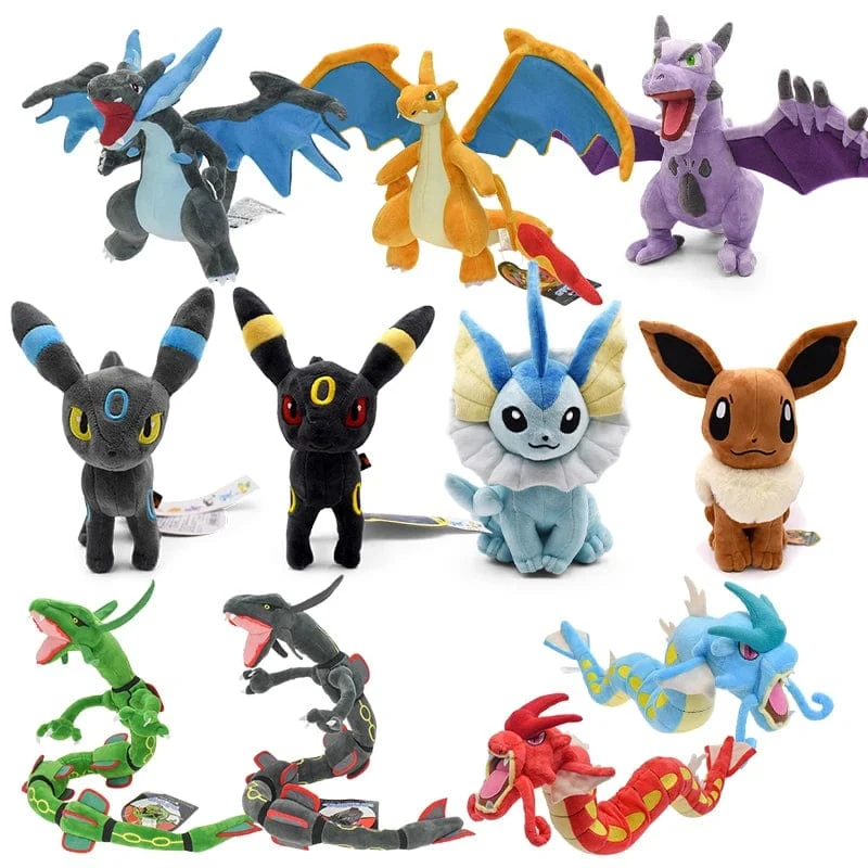 Pokemon Plüsch Charizard X Eevee Vaporeon Espeon Nachtara Lycanroc Lucario Sudowoodo Snor Rayquaza Gyarados Stofftiere für Kinder