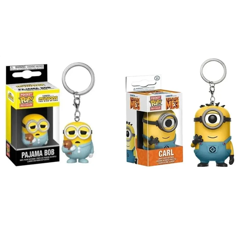 FUNKO POP Schlüsselanhänger Despicable Minions Me CARL Pyjama Bob Agnes Taschen-Schlüsselanhänger Schlüsselanhänger Spielzeug Vinyl Digital Tasche Kindergeschenk Spielzeug