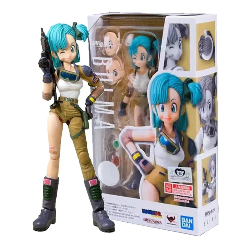 13.5 cm Anime Dragon Ball Figuren Bulma Goku Actionfigur Bewegliche PVC-Sammlung Puppe SHF Kindheit Sohn Goku Figur Modell Spielzeug