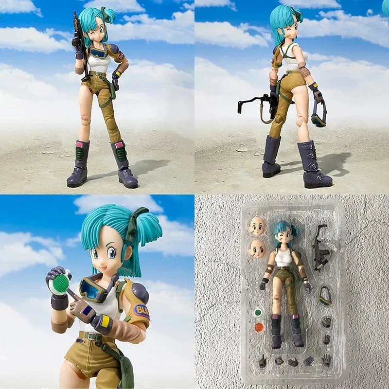 13.5 cm Anime Dragon Ball Figuren Bulma Goku Actionfigur Bewegliche PVC-Sammlung Puppe SHF Kindheit Sohn Goku Figur Modell Spielzeug