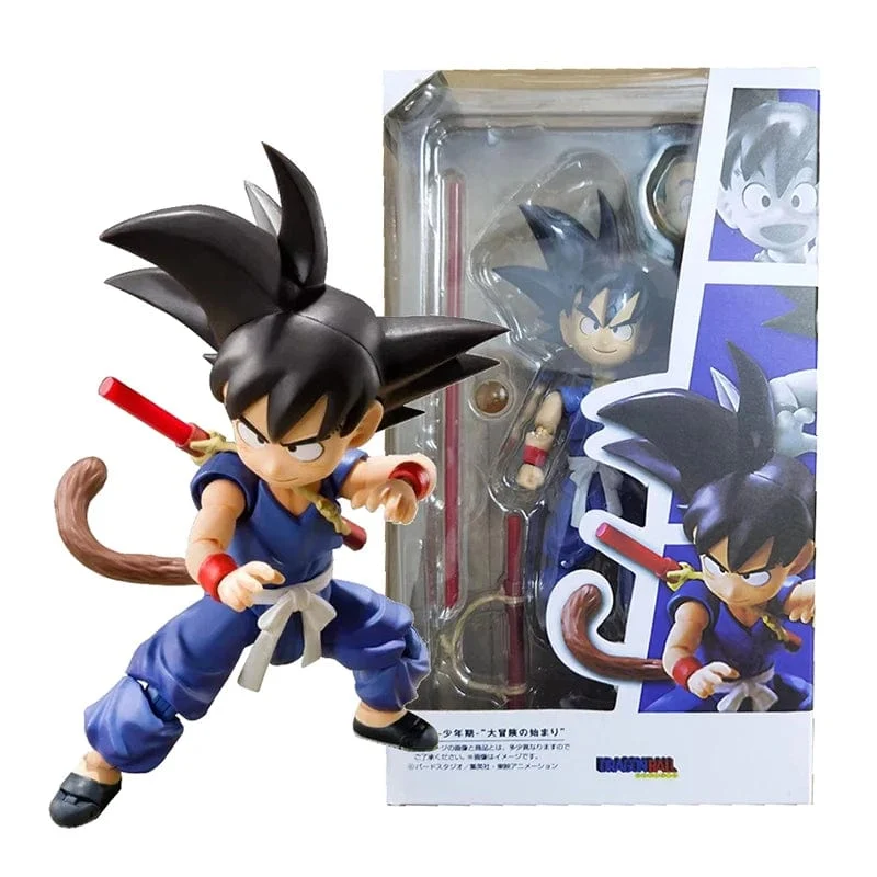 13.5 cm Anime Dragon Ball Figuren Bulma Goku Actionfigur Bewegliche PVC-Sammlung Puppe SHF Kindheit Sohn Goku Figur Modell Spielzeug