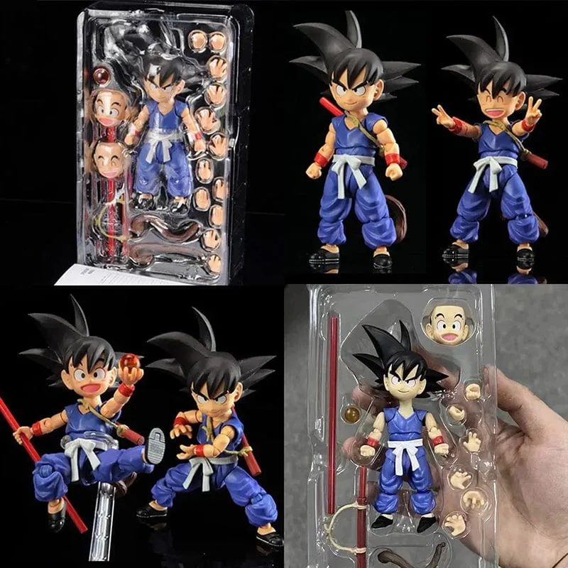 13.5 cm Anime Dragon Ball Figuren Bulma Goku Actionfigur Bewegliche PVC-Sammlung Puppe SHF Kindheit Sohn Goku Figur Modell Spielzeug