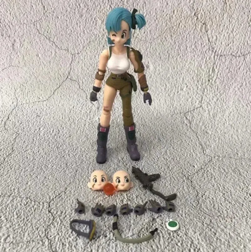 13.5 cm Anime Dragon Ball Figuren Bulma Goku Actionfigur Bewegliche PVC-Sammlung Puppe SHF Kindheit Sohn Goku Figur Modell Spielzeug