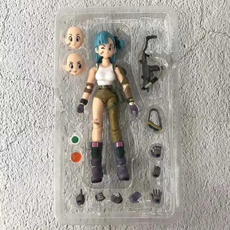 13.5 cm Anime Dragon Ball Figuren Bulma Goku Actionfigur Bewegliche PVC-Sammlung Puppe SHF Kindheit Sohn Goku Figur Modell Spielzeug