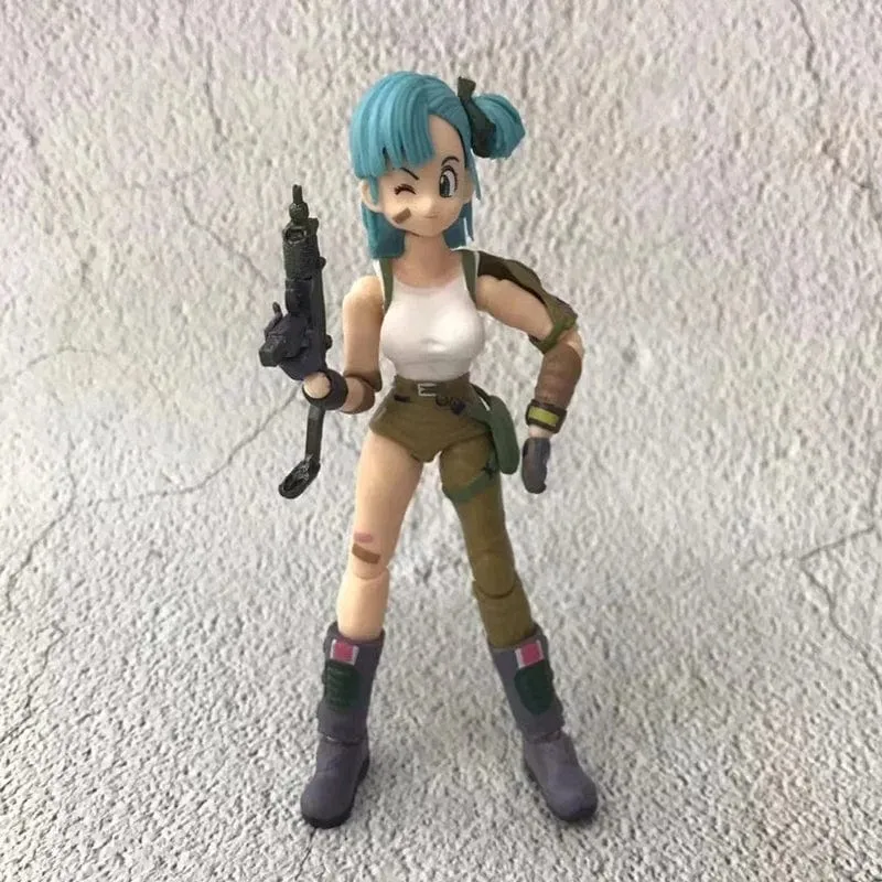 13.5 cm Anime Dragon Ball Figuren Bulma Goku Actionfigur Bewegliche PVC-Sammlung Puppe SHF Kindheit Sohn Goku Figur Modell Spielzeug