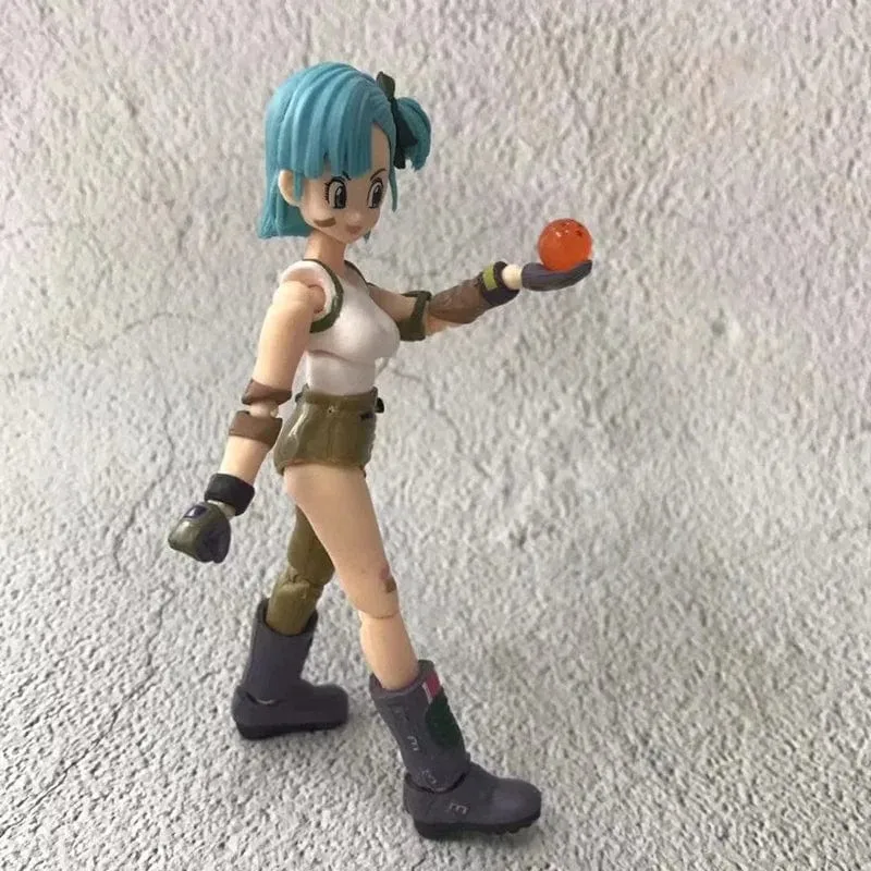 13.5 cm Anime Dragon Ball Figuren Bulma Goku Actionfigur Bewegliche PVC-Sammlung Puppe SHF Kindheit Sohn Goku Figur Modell Spielzeug
