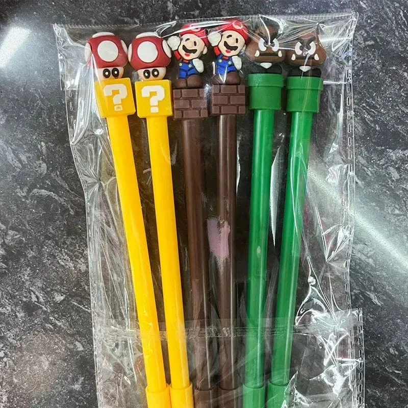 Super Mario Bros Neutralstift mit schwarzer Tinte, 0.5 mm, Gelstift, Cartoon-Design, für Schüler, Schulbedarf, Schreibwaren, Stifte, Kindergeschenk