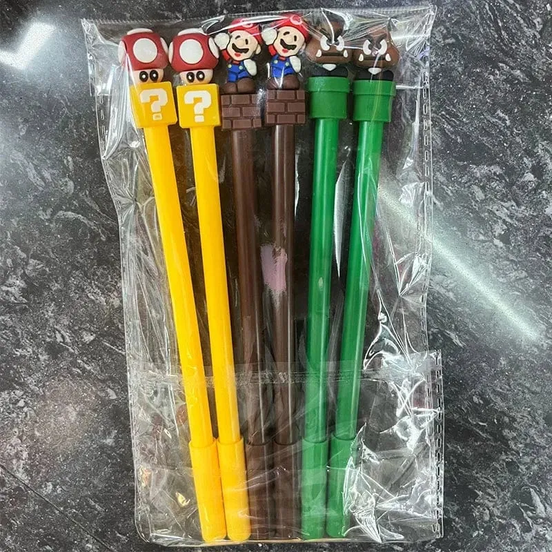 Super Mario Bros Neutralstift mit schwarzer Tinte, 0.5 mm, Gelstift, Cartoon-Design, für Schüler, Schulbedarf, Schreibwaren, Stifte, Kindergeschenk