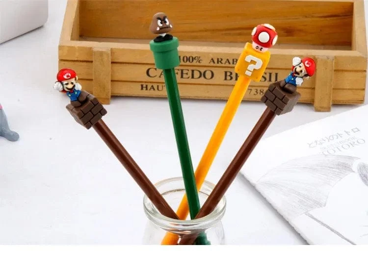 Super Mario Bros Neutralstift mit schwarzer Tinte, 0.5 mm, Gelstift, Cartoon-Design, für Schüler, Schulbedarf, Schreibwaren, Stifte, Kindergeschenk