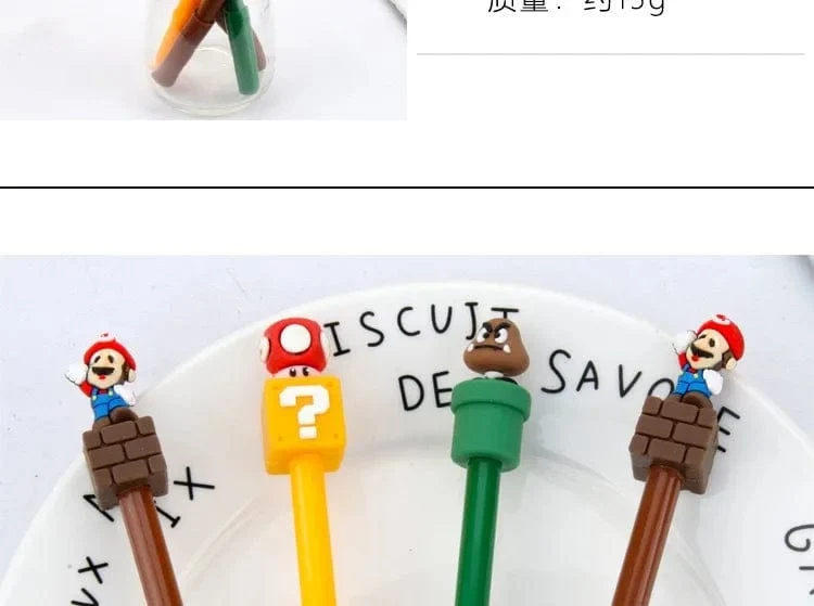 Super Mario Bros Neutralstift mit schwarzer Tinte, 0.5 mm, Gelstift, Cartoon-Design, für Schüler, Schulbedarf, Schreibwaren, Stifte, Kindergeschenk