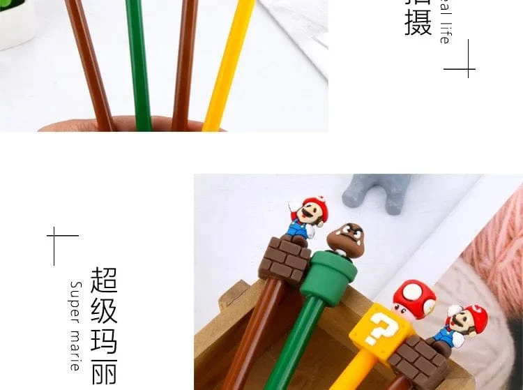 Super Mario Bros Neutralstift mit schwarzer Tinte, 0.5 mm, Gelstift, Cartoon-Design, für Schüler, Schulbedarf, Schreibwaren, Stifte, Kindergeschenk