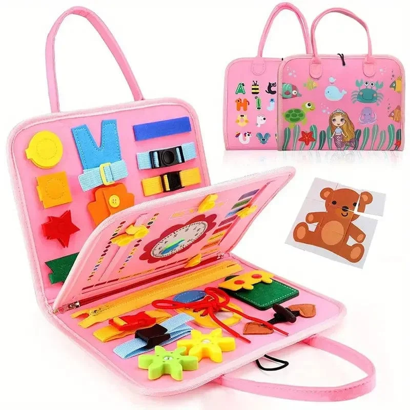 Busy Board Montessori-Spielzeug für Kleinkinder, sensorisches Spielzeug, Vorschullernen, pädagogische Reiseaktivitäten für Jungen, Feinmotorik