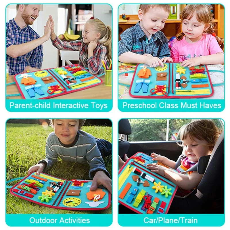 Busy Board Montessori-Spielzeug für Kleinkinder, sensorisches Spielzeug, Vorschullernen, pädagogische Reiseaktivitäten für Jungen, Feinmotorik
