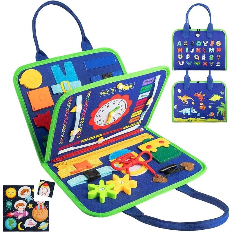 Busy Board Montessori-Spielzeug für Kleinkinder, sensorisches Spielzeug, Vorschullernen, pädagogische Reiseaktivitäten für Jungen, Feinmotorik