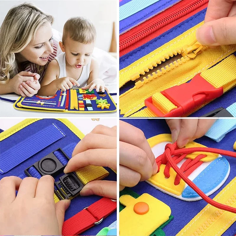 Busy Board Montessori-Spielzeug für Kleinkinder, sensorisches Spielzeug, Vorschullernen, pädagogische Reiseaktivitäten für Jungen, Feinmotorik